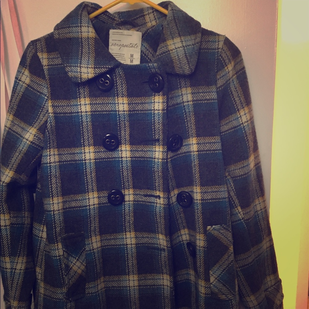 cute plaid winter peacoat